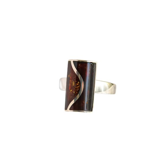 Baltic Amber Designer Ring in 925 Sterling Silver - Picture 4 of 7